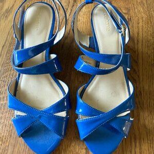 Liz Claiborne‎ Strappy Sandals 2.5" Heel Dress Royal Blue 6.5